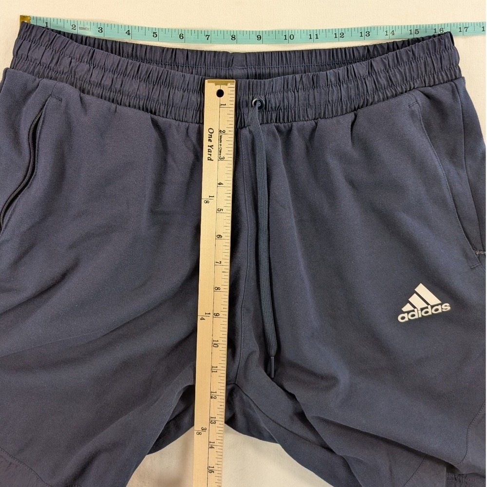 Adidas Shorts Mens XL Navy Blue Cotton Athleisure Athletic Shorts Zipper Pockets - Picture 11 of 12